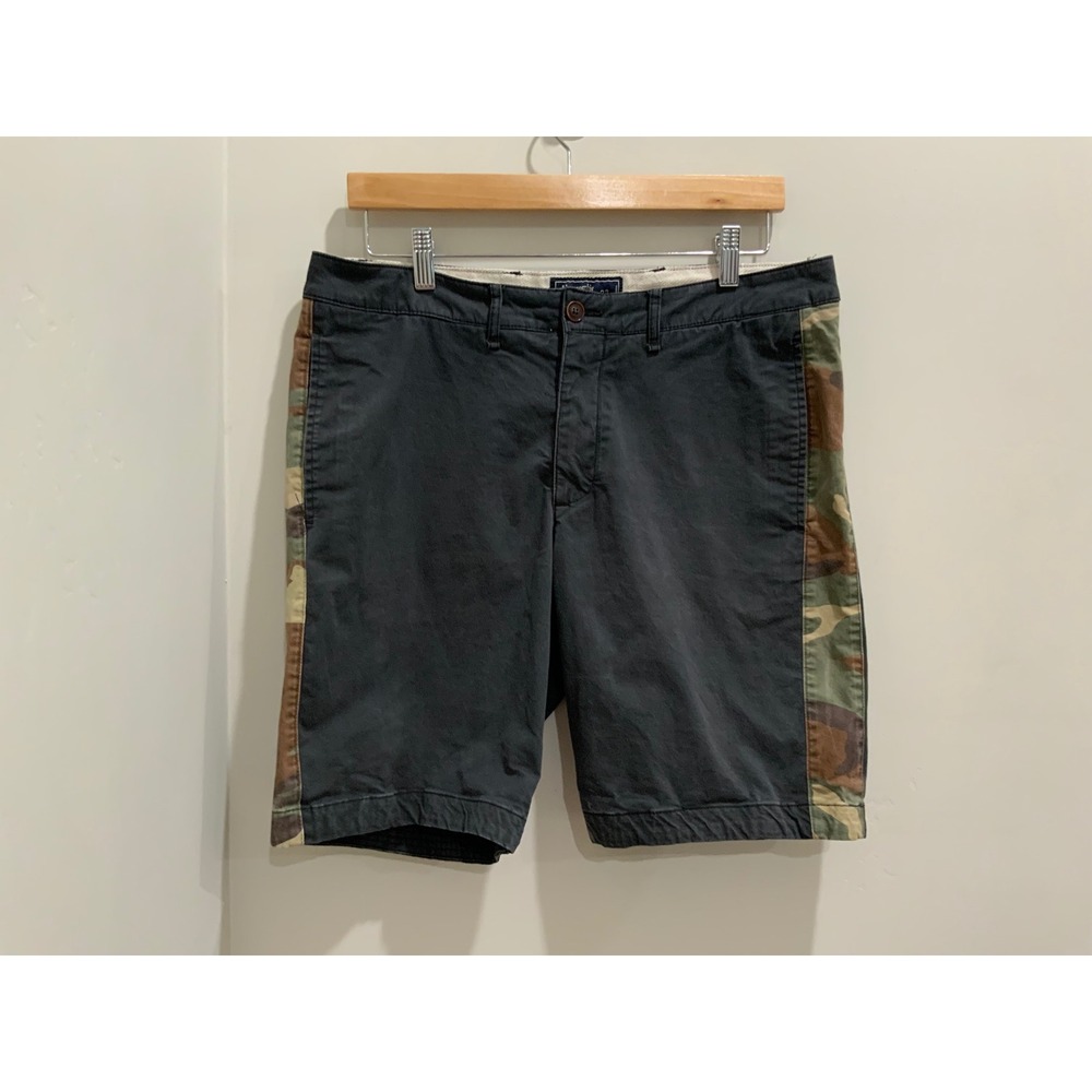 Abercrombie & Fitch Mens Camo Sid Stripe Chino Shorts Grey 33 Stretch Flat Front